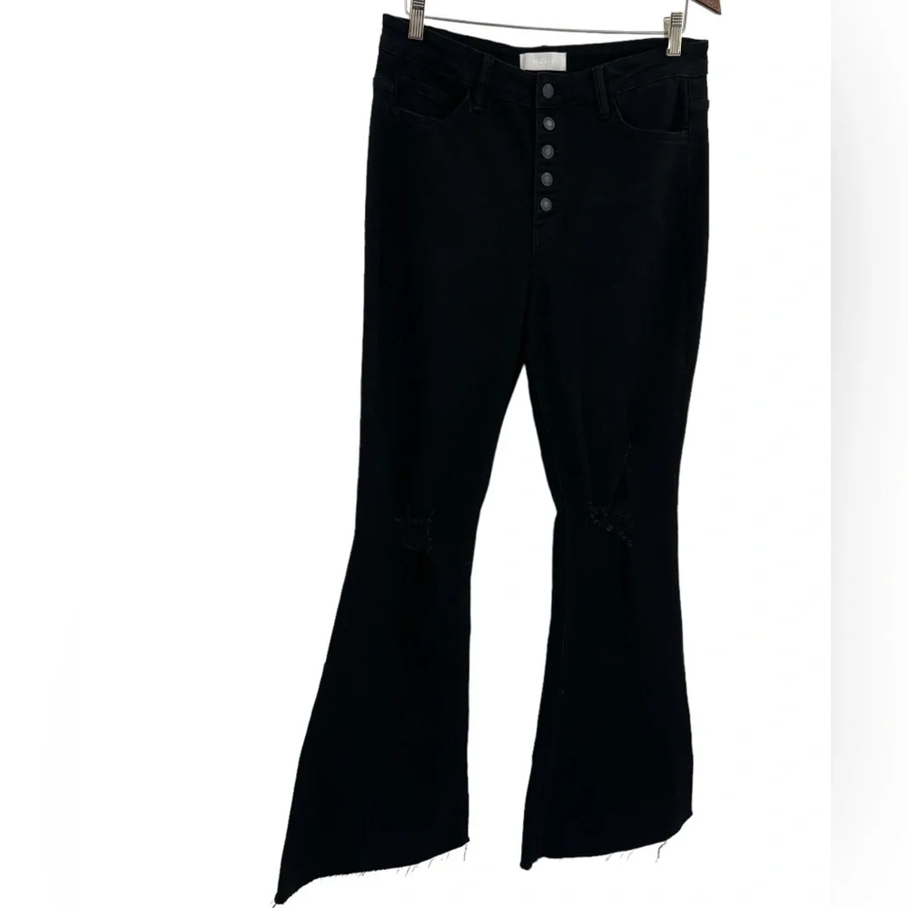 Vervet High Rise Super Flare Distressed Raw Hem VERVET by Flying Monkey Jeans 32